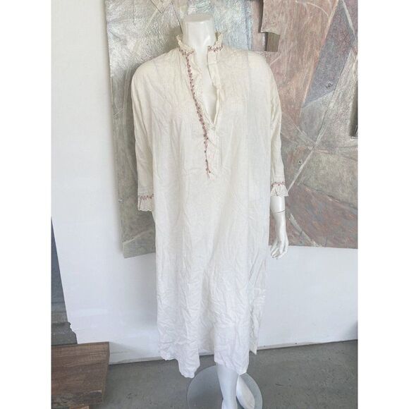 Vintage Handmade Dress Monogrammed Embroidered Letter H Nightgown Medium / Large